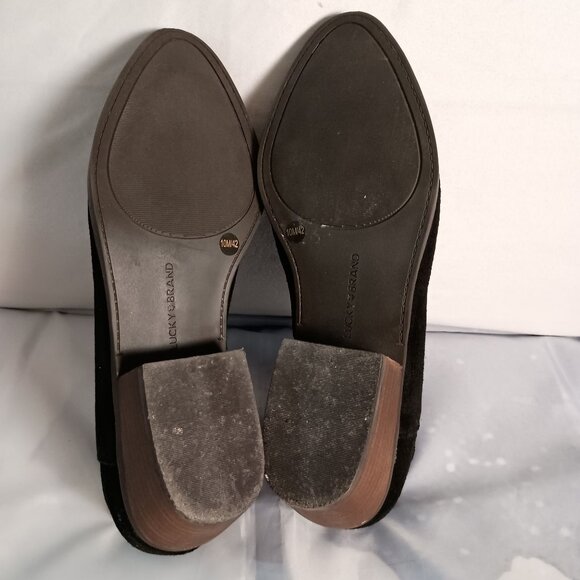 Lucky Brand Fenley Black Suede Cut Out Ankle Booties Women’s 10 Leather - Picture 6 of 12